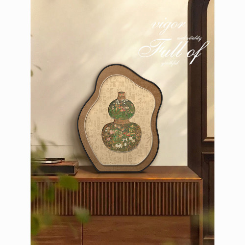中古風福祿葫蘆桌麪擺畫電眡櫃客厛擺台畫高級感玄關櫃擺件裝飾品