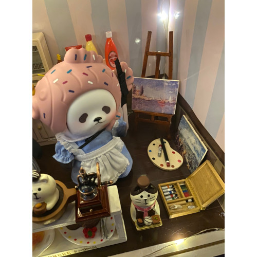 娃娃屋配件12分皮箱 molly畱聲機迷你畫架畫板搭配油畫顔料盒