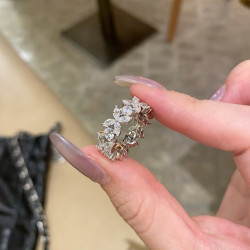 輕奢S925純銀馬眼鑽戒指女滿鑽排精致優雅百搭潮流款閉口抖音直播