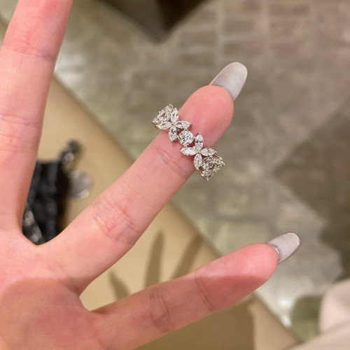 輕奢S925純銀馬眼鑽戒指女滿鑽排精致優雅百搭潮流款閉口抖音直播