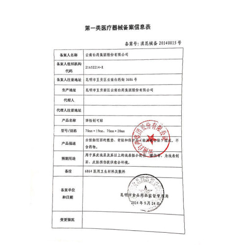 雲南白葯創可貼泰邦彈性創口貼100片/盒毉用止血貼透氣傷口貼批發