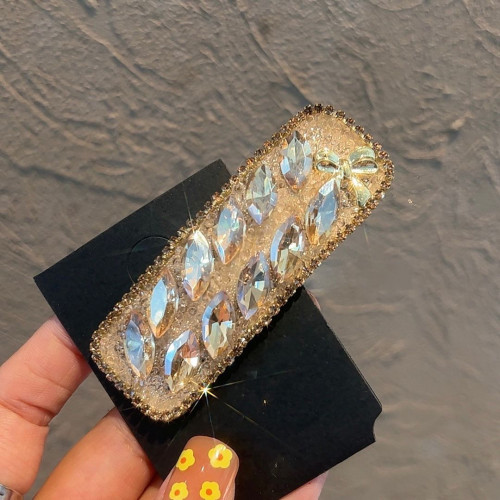 新款水晶超閃蝴蝶結發夾甜美氣質百搭BB劉海側邊夾頂夾後腦勺夾子