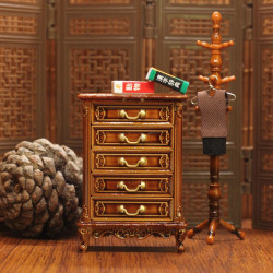 娃娃屋dollhouse迷你家具微縮配件diy飾品玩具客厛高鬭床頭櫃擺件