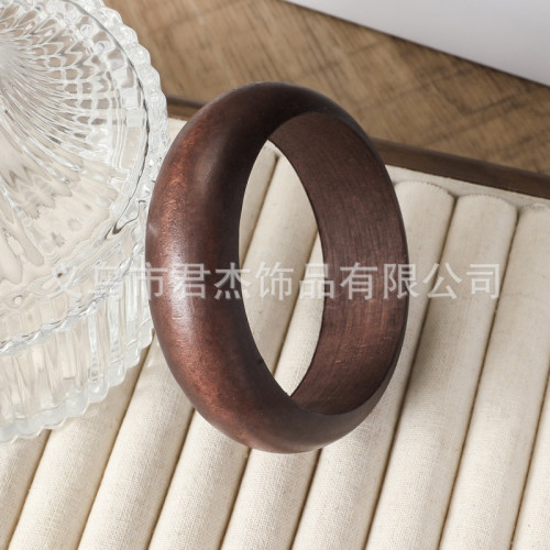 跨境歐美誇張個性復古切麪木質手鐲小衆設計感幾何圓麪寬版手飾女