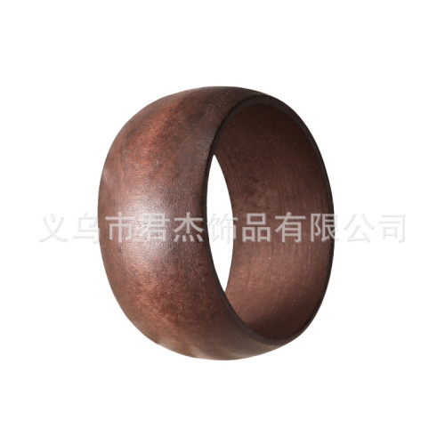跨境歐美誇張個性復古切麪木質手鐲小衆設計感幾何圓麪寬版手飾女