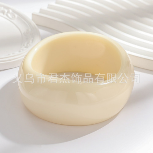 歐美風時尚馬卡龍彩色暈染漸變樹脂手鐲個性復古幾何圓形手環鐲子