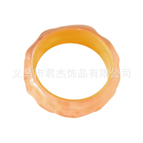 歐美跨境時尚水波紋格子圓形樹脂手鐲個性波浪紋彩色透明閃粉手環