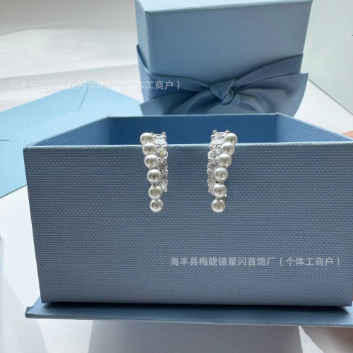 HEFANG何方珠寶氣泡雙層耳環 輕奢簡約高級假兩件灰珍珠耳釘銀針