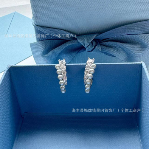 HEFANG何方珠寶氣泡雙層耳環 輕奢簡約高級假兩件灰珍珠耳釘銀針