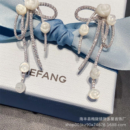新品HEFANG何方玫瑰花園耳環耳釘輕奢女情人節禮物廠家一件代發