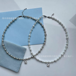 HEFANG何方氣泡方糖項鏈簡約氣質輕奢優雅珍珠鎖骨鏈高版精工