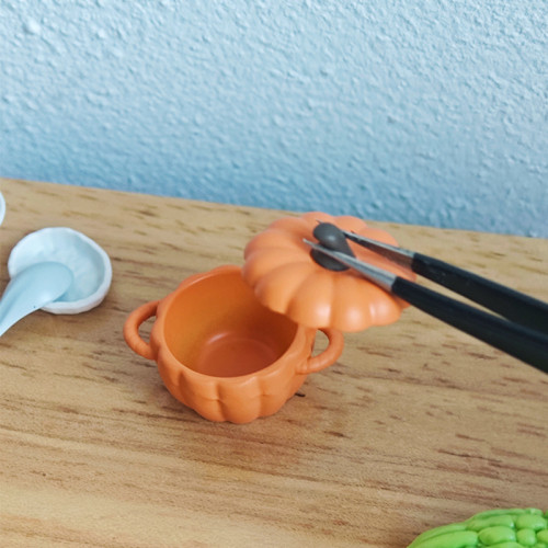 微縮場景娃娃屋萬聖節配件迷你湯煲鍋具玩具食玩南瓜煲模型D577