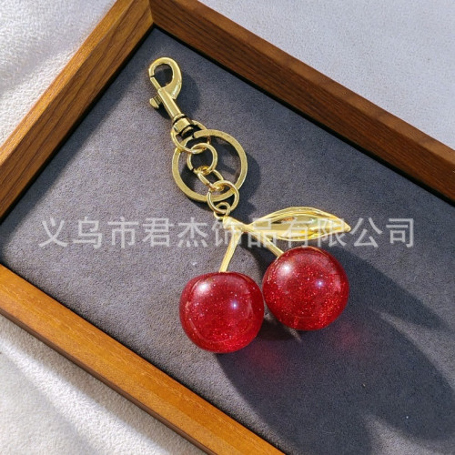 櫻桃鈅匙釦飾品包包掛件時尚精美水晶樹脂車厘子汽車鈅匙釦掛件女