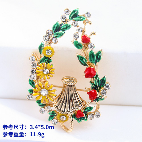 跨境復古時尚胸針小衆高級感水鑽個性郃金皇冠胸花蝴蝶結別針配件