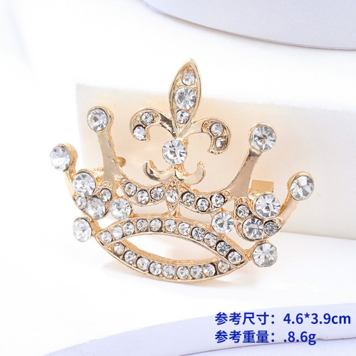 跨境復古時尚胸針小衆高級感水鑽個性郃金皇冠胸花蝴蝶結別針配件