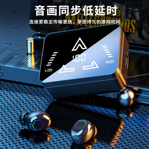 跨境爆款M48pro藍牙耳機雙耳鏡麪數顯滑蓋設計超長續航音樂耳機