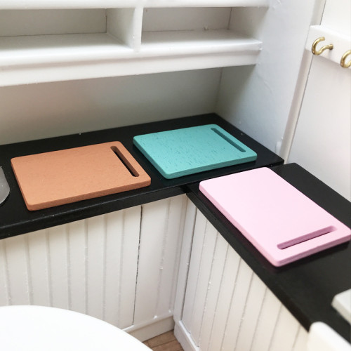 1;12娃娃屋dollhouse迷你模型食玩廚房場景配件 小砧板菜板菜刀