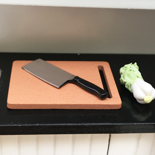 1;12娃娃屋dollhouse迷你模型食玩廚房場景配件 小砧板菜板菜刀