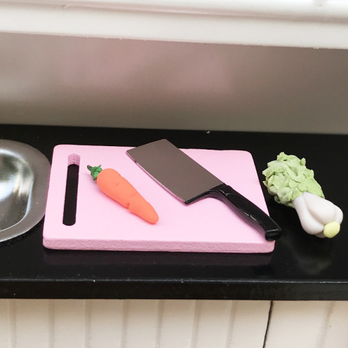 1;12娃娃屋dollhouse迷你模型食玩廚房場景配件 小砧板菜板菜刀
