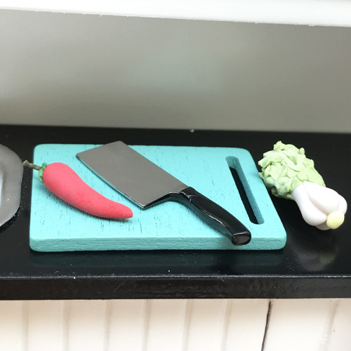 1;12娃娃屋dollhouse迷你模型食玩廚房場景配件 小砧板菜板菜刀