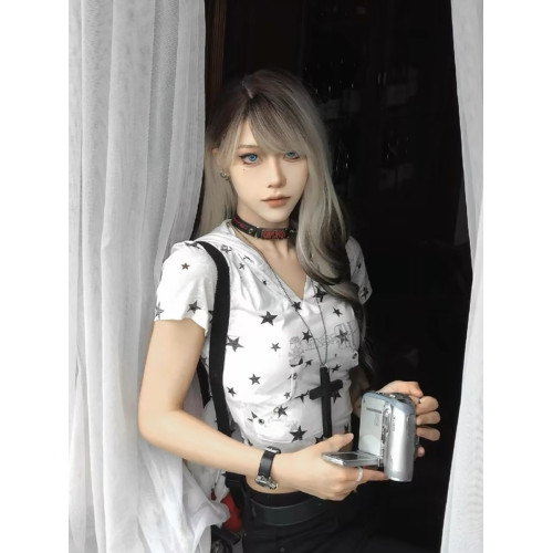y2k兔耳朵女夏季修身短款上衣T恤