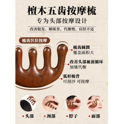 頭部家用檀香木刮痧經絡梳