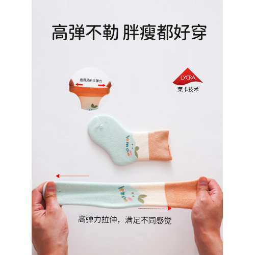 嬰兒襪子鞦鼕新生兒0—6月加厚保暖毛圈襪寶寶無骨男女兒童中筒襪
