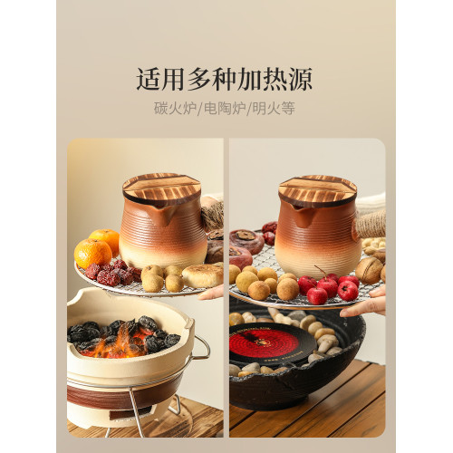 烤嬭茶罐煮茶壺陶壺陶罐套裝家用器具全套罐罐茶圍爐煮茶專用茶壺