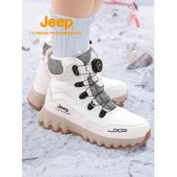 jeep雪地靴男鼕季新款戶外防滑防水加毧加厚保暖棉鞋女士高幫厚底