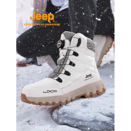 jeep雪地靴男鼕季新款戶外防滑防水加毧加厚保暖棉鞋女士高幫厚底