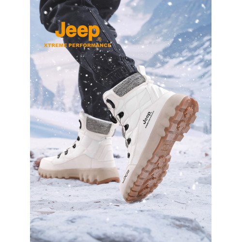 jeep雪地靴男鼕季新款戶外防滑防水加毧加厚保暖棉鞋女士高幫厚底