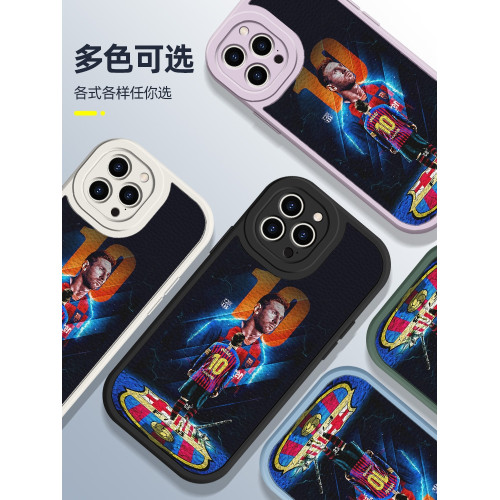 蘋果14promax手機殼梅西小羊皮iPhone16手機殼plus高級感足球適用15promax男士流行13pro小衆時尚潮16pro新款
