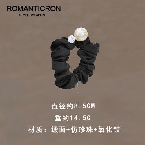 媽媽頭飾發圈高級感珍珠簡約氣質頭花2024新款輕奢精致丸子頭頭繩