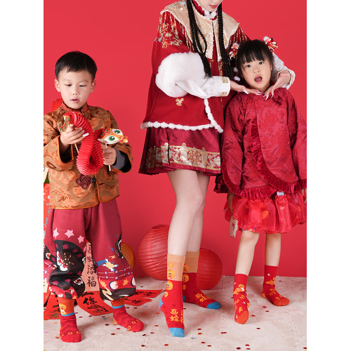2025蛇年本命年紅襪子棉襪女生中筒襪屬蛇兒童款新年送禮一家三口