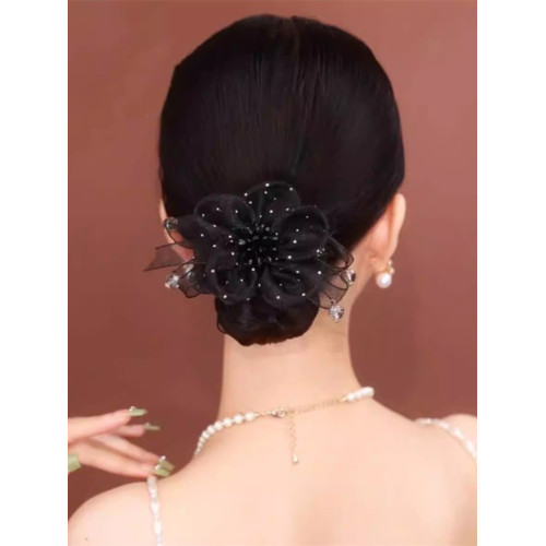 高冷女神的選擇~高級感水晶鑲鑽歐根紗蝴蝶結發圈飄帶發繩