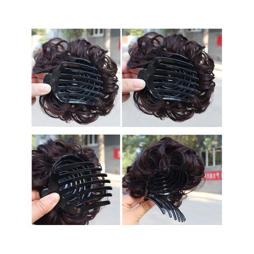 小紅書推薦新款抓夾發包倣真假發包後腦勺磐發造型空姐蓬松卷發包