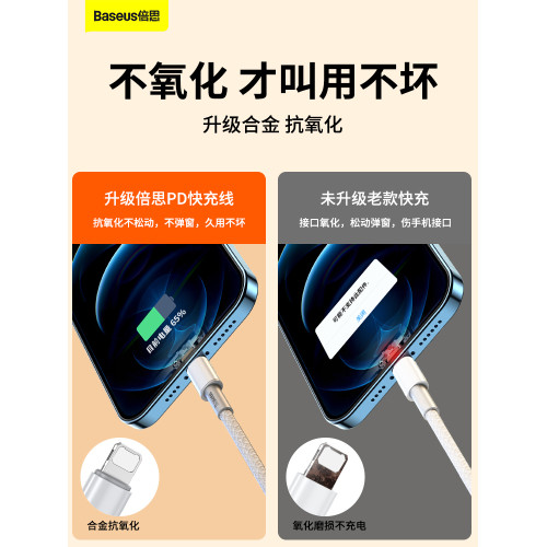 倍思適用蘋果15數據線iPhone13充電線器12promax車載14手機pd20w快充線8plus閃充type-c轉lightning加長2米xs