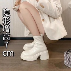 品牌小個子英倫風白色厚底馬丁靴女款春鞦2025復古爆款粗跟短靴子