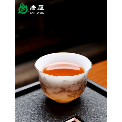 冰種羊脂玉茶壺功夫茶具套裝家用辦公室會客陶瓷蓋碗茶盃高档禮盒