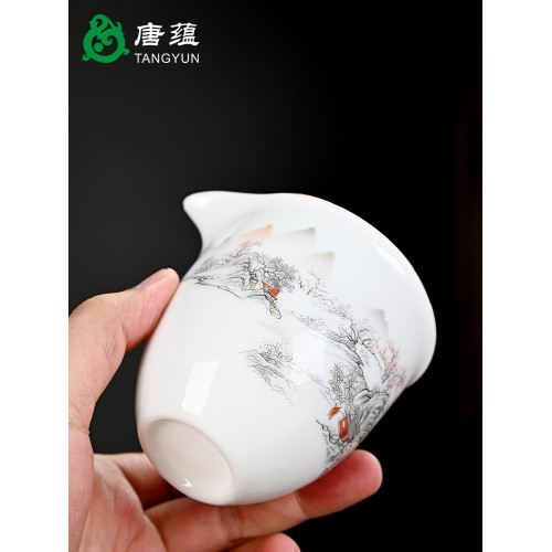 冰種羊脂玉茶壺功夫茶具套裝家用辦公室會客陶瓷蓋碗茶盃高档禮盒