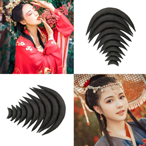 古裝假發兒童假發墊發條漢服軟牛角墊發前額墊發包毛棒軟發棒發包