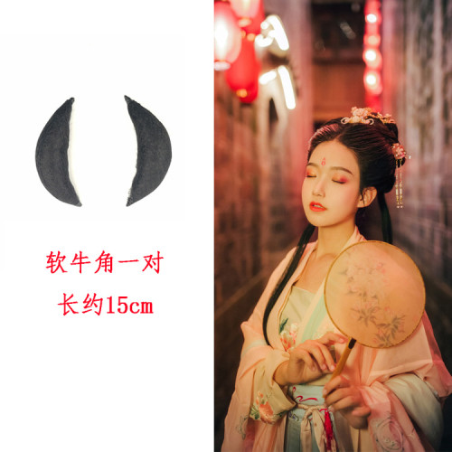 古裝假發兒童假發墊發條漢服軟牛角墊發前額墊發包毛棒軟發棒發包