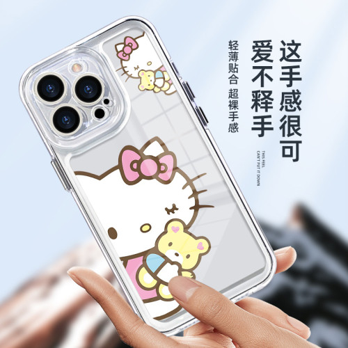 蘋果13pro凱蒂貓透明殼適用16promax手機殼潮iPhone14promax新款kitty貓女款15全包鏡頭防摔11/12/13軟殼卡通