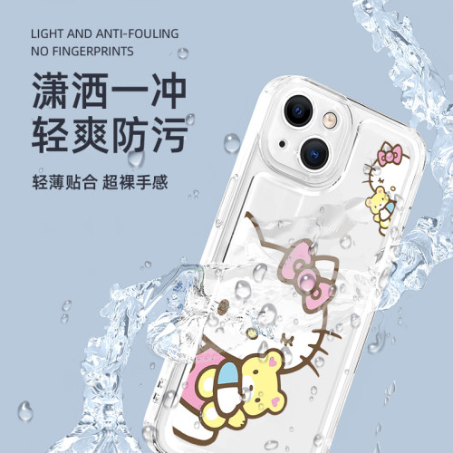 蘋果13pro凱蒂貓透明殼適用16promax手機殼潮iPhone14promax新款kitty貓女款15全包鏡頭防摔11/12/13軟殼卡通
