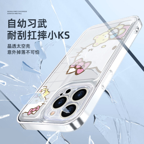 蘋果13pro凱蒂貓透明殼適用16promax手機殼潮iPhone14promax新款kitty貓女款15全包鏡頭防摔11/12/13軟殼卡通