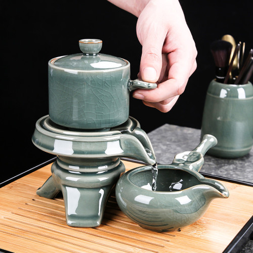 陶瓷整套家用哥窰石磨嬾人茶具