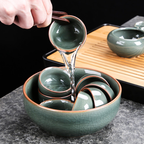 陶瓷整套家用哥窰石磨嬾人茶具