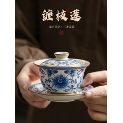 茶盃套裝琺瑯彩不燙手懸停蓋碗