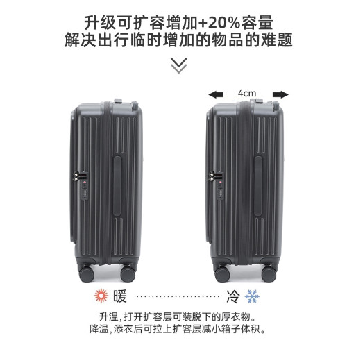 花花公子前開口行李箱女2025新款可擴展多功能拉杆箱20寸旅行箱男