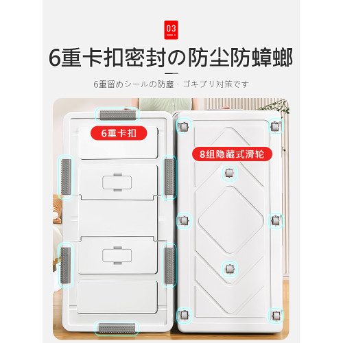 日本床底收納箱帶滑輪扁平整理箱家用抽屜式衣服儲物放床下收納盒